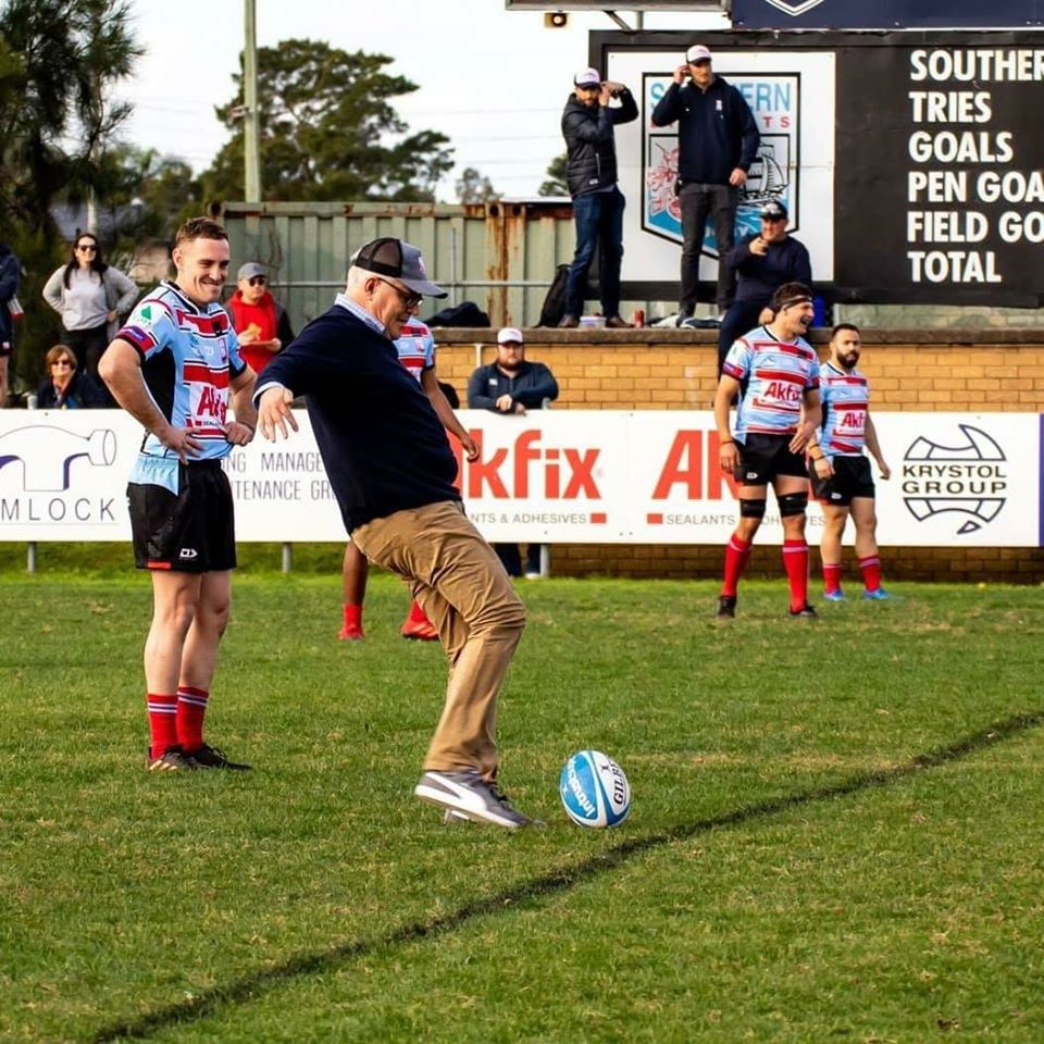 Australian Prime Minister Scott Morrison’s Rugby match with Southern Districts Rugby Club with sponsorship of Akfix. #akfix #sponsorship #rugby #australia <a href="/southsrugbyclub/">Southern Districts Rugby Club</a>