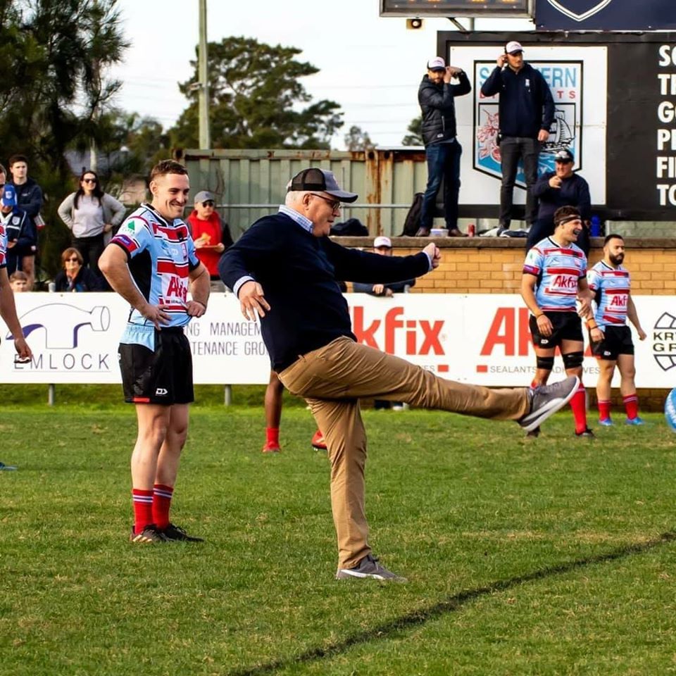 AkfixSealants's tweet photo. Australian Prime Minister Scott Morrison’s Rugby match with Southern Districts Rugby Club with sponsorship of Akfix. #akfix #sponsorship #rugby #australia @southsrugbyclub https://t.co/sbMyO3WS6Q