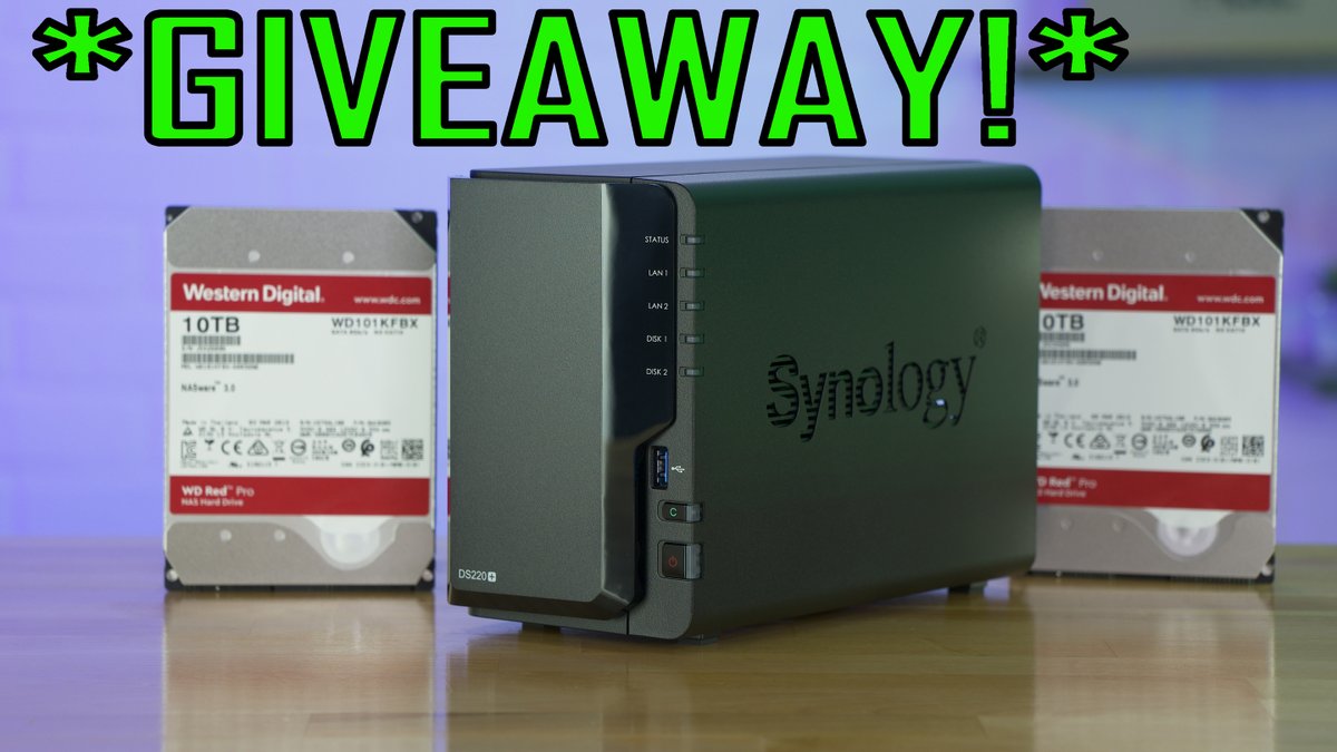 I'm giving away a @Synology DS220+, 20TB of @westerndigital Red Drives and a LIFE TIME @plex pass subscription in celebration of 100,000 Subscribers!
https://t.co/OMHsm84RIH https://t.co/mJoaxDthwt