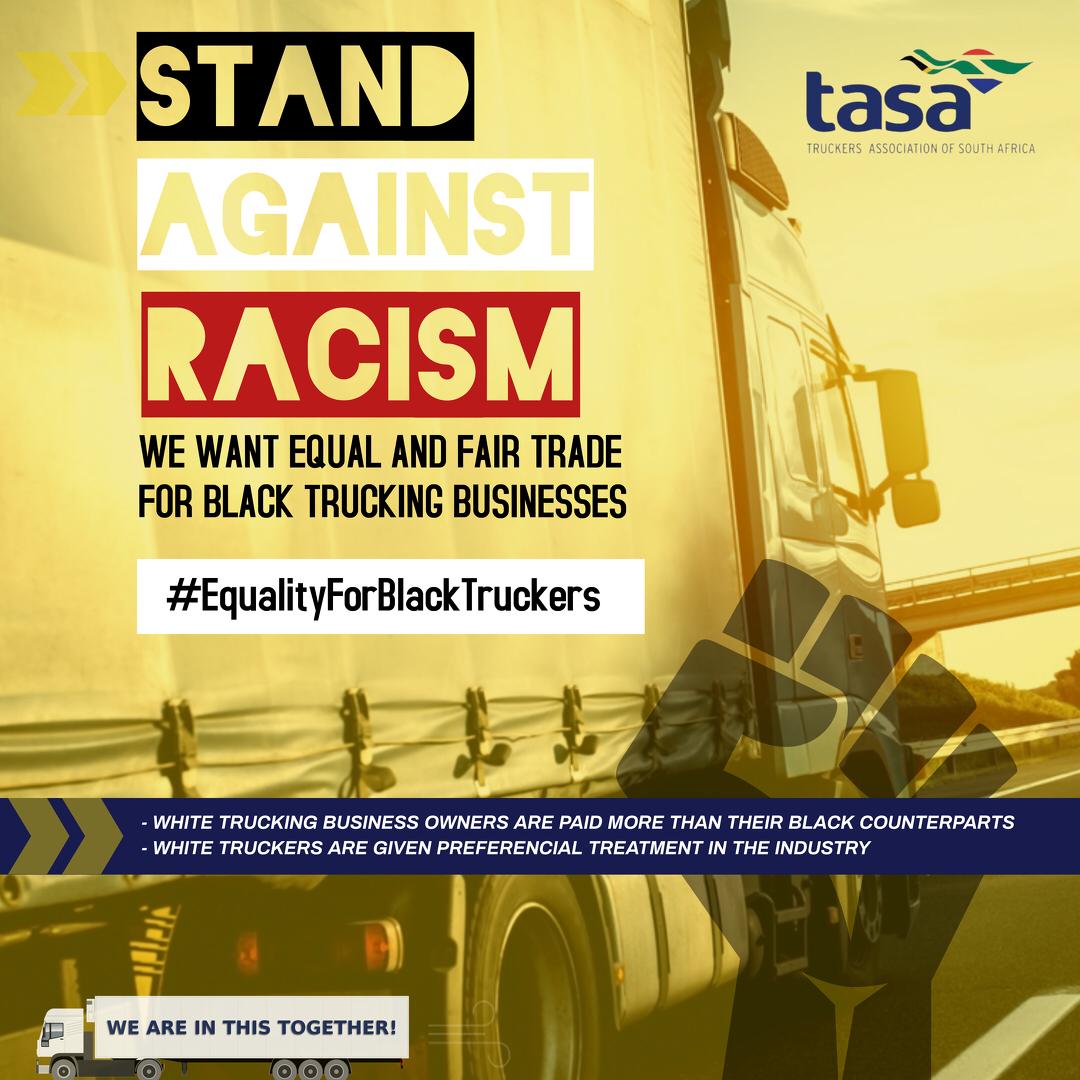 _T_A_S_A's tweet photo. We want EQUAL and FAIR TRADE for black trucking businesses!
#equalrights 
#equalityforblacktruckers 
#breakthesilence 
#WeAreInThisTogether https://t.co/pGSVP0k3Uj