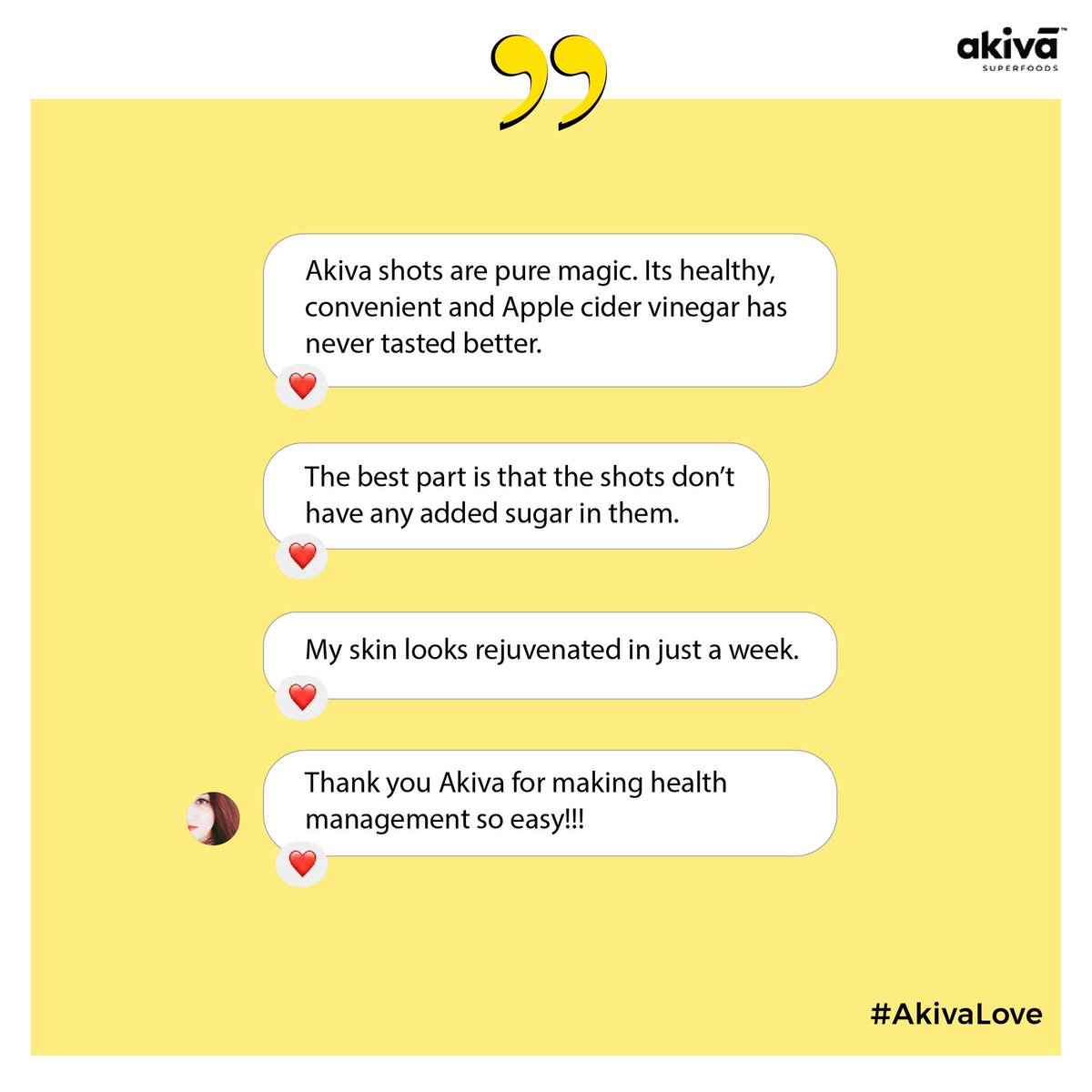 akivasuperfoods's tweet photo. #TestimonialTuesday 
Sarah ordered our #WeightManagement and #SkinHealth shots and particularly loved the taste of the #greentea #applecidervinegar shot. Her skin also feels rejuvenated in just a couple of days. 🌸

Are you #TakingAShot everyday? Visit https://t.co/O0QpEJSpUW 💛 https://t.co/7VHmiEYLNl