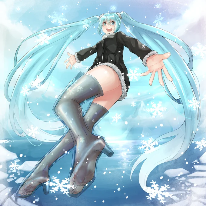 ちょうど夏ミク描き終えたとこなので
#一日一裸足絵
#初音ミクのイラストだけで興味を持ってくれる方へ届け 