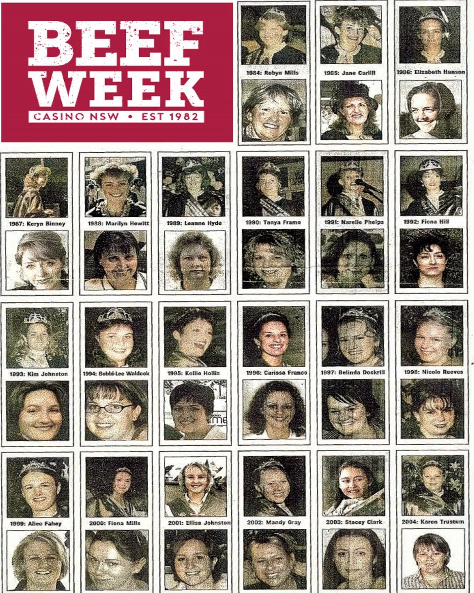CasinoBeefWeek's tweet photo. Queens from 1983 to 2004 

Blast from the past 

@Casino Beef Week @Richmond Valley Council https://t.co/6MN2AmZeCa
