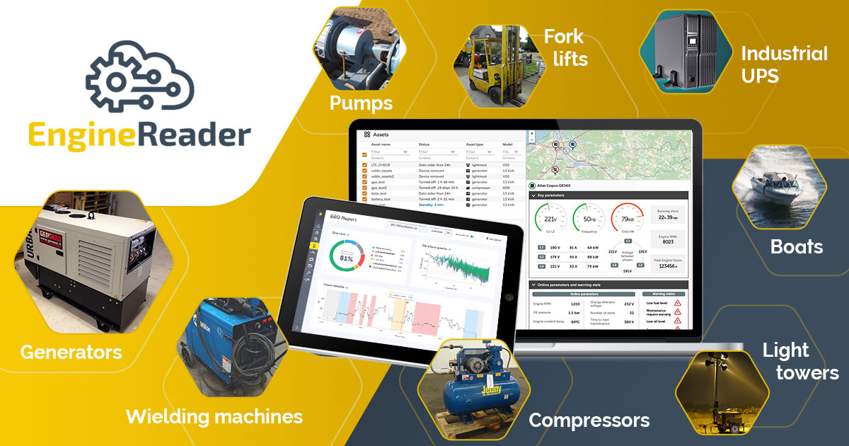 SkyFMS introduces a new platform for Asset Monitoring and management – Enginereader. Add anything from Generators to Compressors, Forklifts, and many more, to get valuable data on use, maintenance, and life-time of your equipment. Find out more on https: enginereader.com