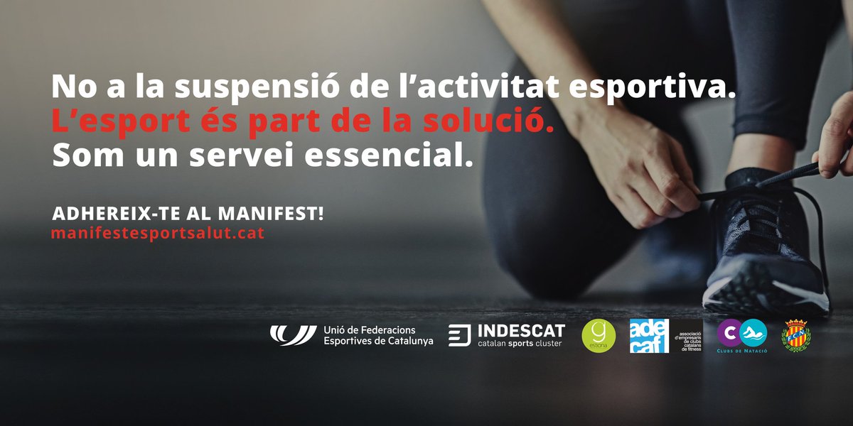 nataciocat's tweet image. ⚠️ADHEREIX-TE AL MANIFEST!

✅No a la suspensió de l&apos;activitat esportiva.
✅L&apos;esport és part de la solució.
✅Som un servei essencial.

Ho pots fer aquí👇
manifestesportsalut.cat 

#EsportÉsSalut #NoSomOciSomSalut