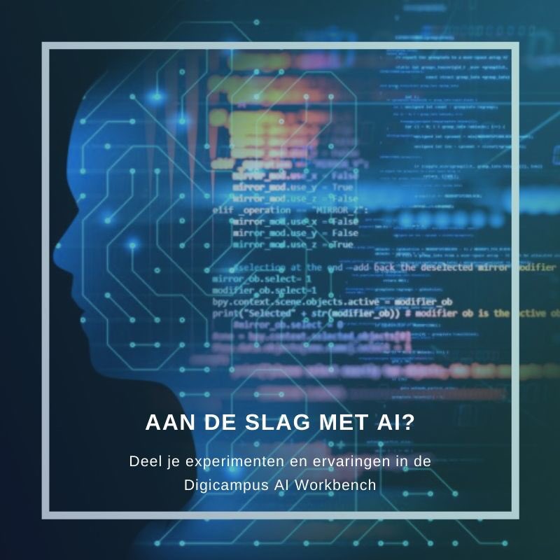 De mogelijkheden voor AI toepassingen lijken eindeloos. Wil je aan de slag met AI? Lees onze blog of deel je ervaringen in de AI workbench: digicampus.tech/aan-de-slag-me… #AI #innovatie
