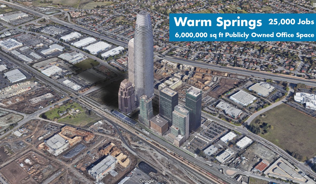 Another example, at Warm Springs station in Fremont. Like Pleasanton, this is also a end-of-the-line station near existing jobs and with minimal gentrification risk (the area is one of the wealthiest in the East Bay). 4/