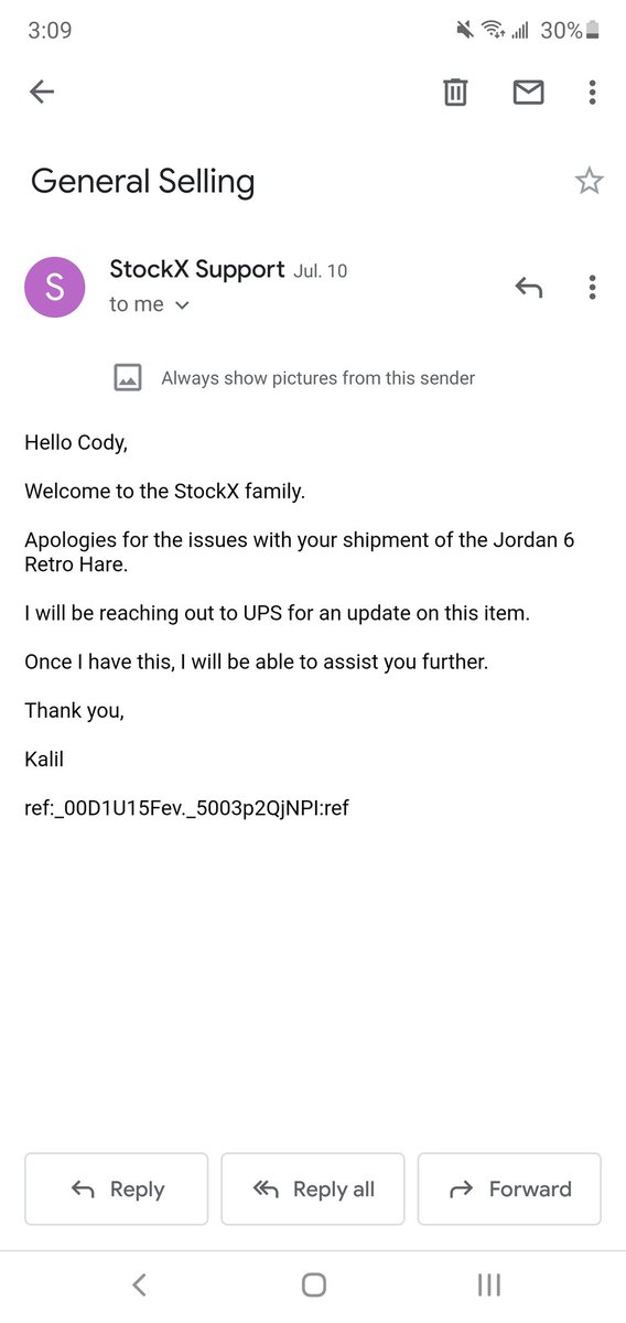 Ghoodz's tweet photo. @stockx I never got a support number but here is the email I received awhile ago.. https://t.co/5bhjaFqVf6
