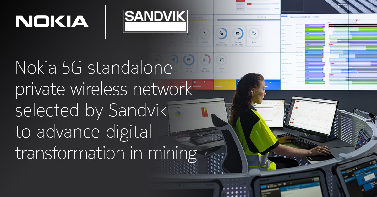 .<a href="/Sandvik_Mining/">Sandvik Mining</a> has selected our #5G standalone #privatewireless network to provide super-fast connectivity to showcase future of digitalized #mining operations. nokia.ly/30pvEMs