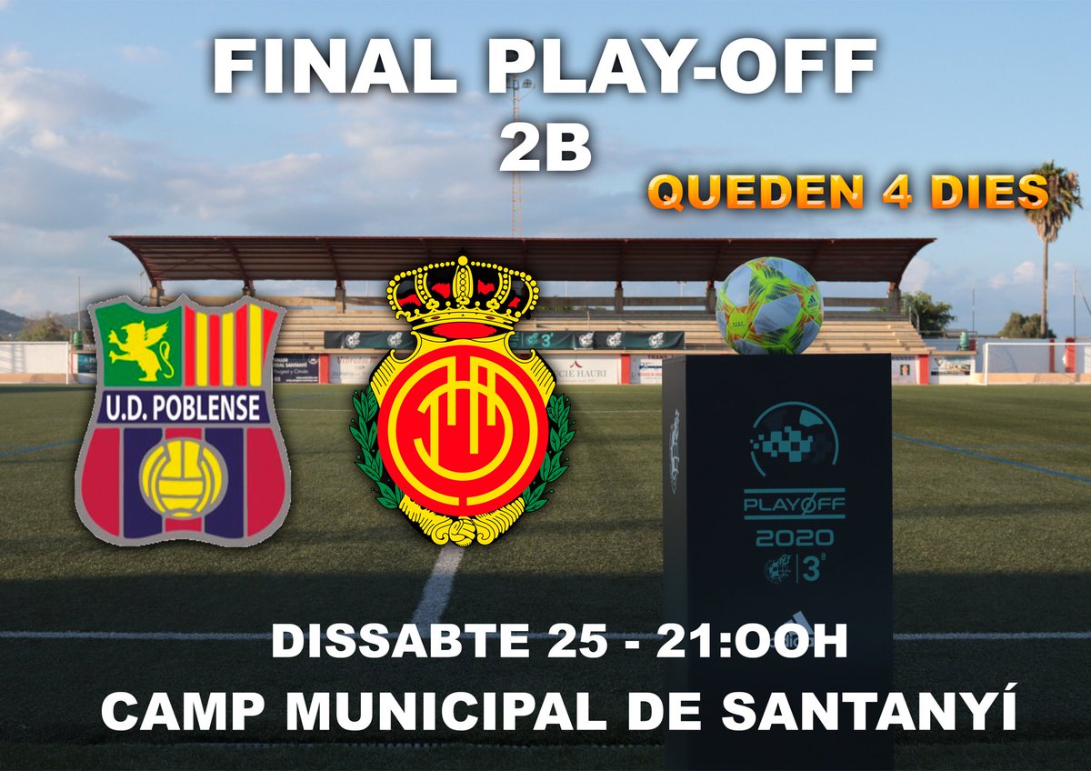 udpoblense's tweet photo. 4 dies per la final del play-off a 2b 🆚 @RCD_Mallorca B #OrgullPobler🔴🔵 https://t.co/WeXYLiey9A