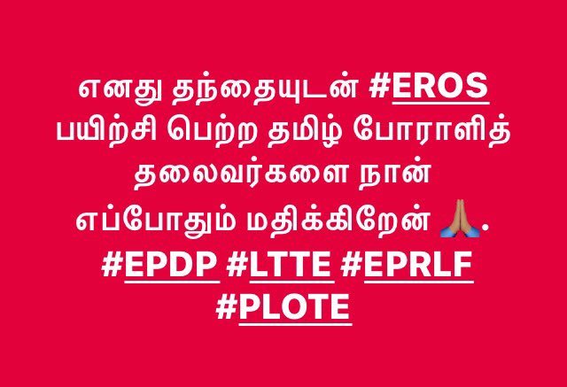KALIARULAR_EROS's tweet photo. I Will Always #RESPECT #Tamil Militant #PoliticalLeaders Who Trained With My Father #ARULAR / Leader Of #EROS. The Leaders Of #EPDP, #LTTE, #EPRLF & #PLOTE 🙏🏽. The Bond They Shared With My Father & The #Love They Had For Him / He Had For Them. I Understand it Now #ARULARLegacy https://t.co/XXXIlcSgfQ
