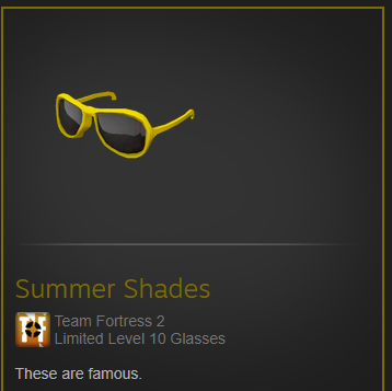TF2EASY's tweet photo. 36 HOURS GIVEAWAY! ⏰
Giving away Summer Shades!
To enter:
✅Retweet
✅Follow
✅Tag 1 friend
If you are cool:
Visit https://t.co/Eb6PlKUYET 🔥
or https://t.co/j2pFNaQl61 💸
#TeamFortress2 #TF2 #TF2Giveaway #TF2Skins #TF2Skin https://t.co/Rf607P6XuX