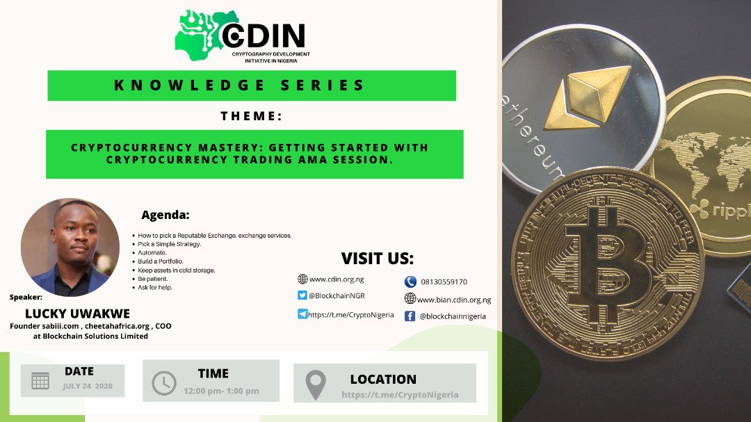 BlockchainNGR's tweet photo. We are super honoured and excited to announce this week’s #CDIN #CryptoNigeria #KnwoledgeSeries guest speaker Lucky Uwakwe
@luo2027. He is one of the top-notch #blockchain #cryptocurrency experts that we have in cryptoecosystem and especially in the #Africa. https://t.co/zaH4aVu2rV