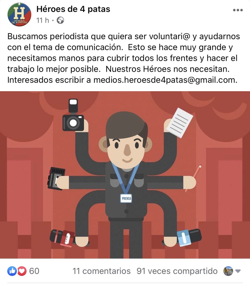 iron_malinois's tweet photo. @CesarBritoGlez @heroesde4patas  busca periodistas para echar una mano a la asociación.
Te interesa? Puedes difundir ? Gracias amigo https://t.co/49EIUi7W4V