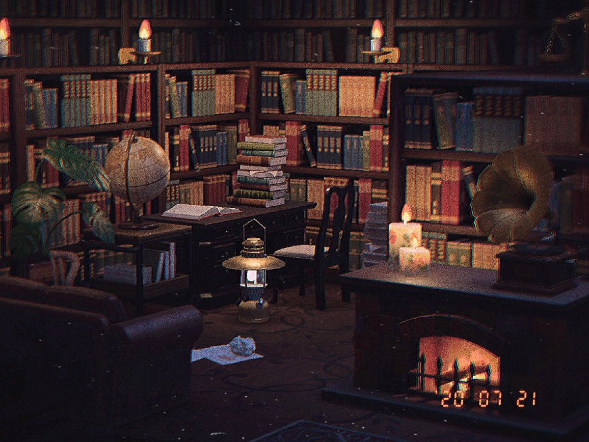 𝚖𝚒𝚣𝚞𝚊𝚖𝚎 地下の隠された書斎 部屋の明るさでかなり印象の変わるような部屋つくりをしてみたよˊˎ あつまれどうふつの森 あつ森 Animalclossing Acnh あつ森写真部 あつ森レイアウト