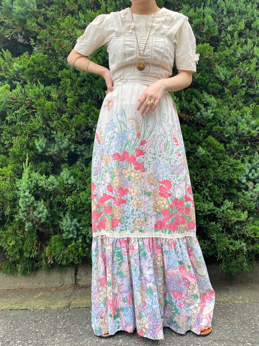 古着屋rainbow下北沢店 Staff Coordinate 70 S Butterfly Print Onepiece Staff 163cm ワンピース Otu 古着屋rainbow