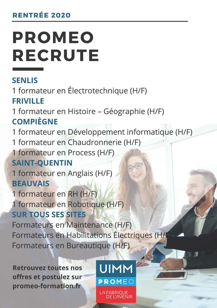 Promeo On Twitter Promeo Recrute Pour La Rentree Prochaine Promeo Recherche Ses Formateurs A Amiens Beauvais Compiegne Friville Senlis Saint Quentin Soissons Pourquoi Pas Vous Formateur Fabriqueavenir Emploi Picardie Aisne Oise