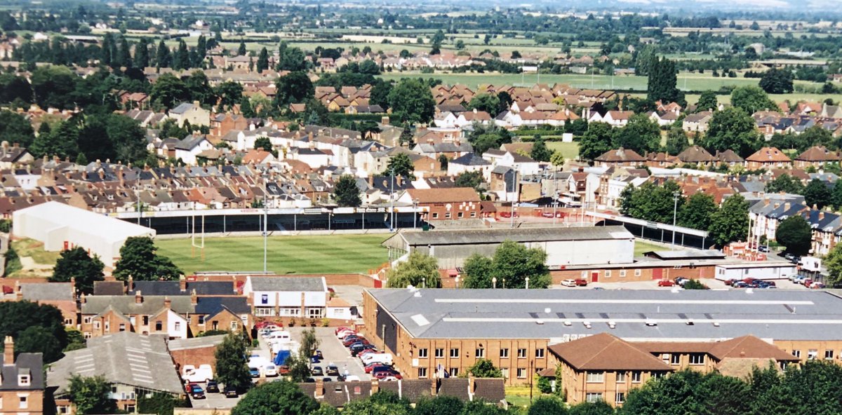 spandau_wirral's tweet photo. How the home of @gloucesterrugby once was, the old main stand at Kingsholm in all its glory, followed by the view of Kingsholm from the top of the Cathedral. Then some more familiar sites, the Tump and the Shed in the mid 90’s (pics by Tony Hickey) https://t.co/1MufJxuHVo