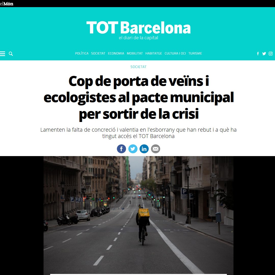 L'anomenat Pacte de Barcelona és l'intent de construcció d'un consens inexistent, fals, una sortida absurda a la crisi amb model continuïsta de ciutat. A la #marcaBCN se li veu el llautó, per molt que la vesteixin de verd
#AgendaEcosocial #desturistització
totbarcelona.cat/societat/cop-d…