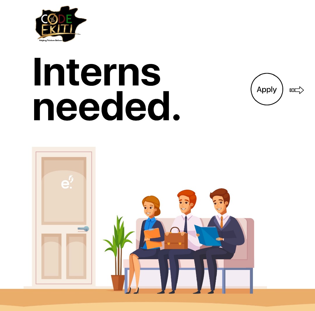 code_ekiti's tweet photo. Interns needed.

Send a short email to info@codeekiti.com.ng and why you should be picked.

#CodeEkiti #ICanCode #YouCanCode #EveryoneCanCode https://t.co/XwrsSq6lEF
