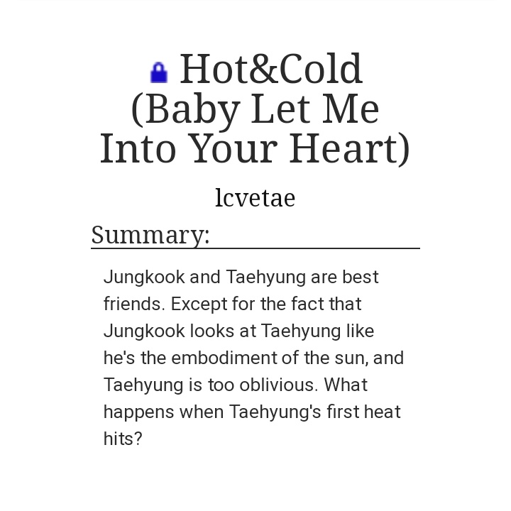 Hot&Cold (Baby Let Me Into Your Heart) | 26k https://archiveofourown.org/works/9589532/chapters/21677447