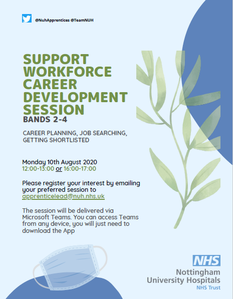 PINCNUH's tweet photo. Are you looking to progress in your career? Are you part of
@TeamNUH ? Sign up for one of these sessions today... more will follow #wideningparticipation #careerdevelopment #supportingourworkforce @NUHApprentices https://t.co/52DnBmpL3Z
