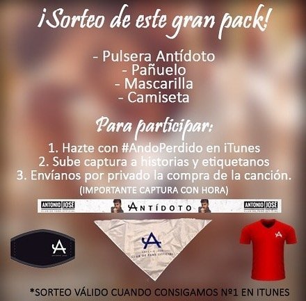 ¡¡PARTICIPA!! 🙌🏻
. 
¿Qué hacer para participar? 

Tenéis que subir captura de la compra del single a vuestra historia de instagram (debe aparecer hora en la captura) y entraréis automáticamente en el sorteo 👏🏻
.
*Sorteo válido hasta llegar al N1 en Itunes*