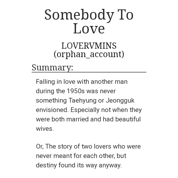 Somebody To Love | 125k https://archiveofourown.org/works/16962474/chapters/39862716