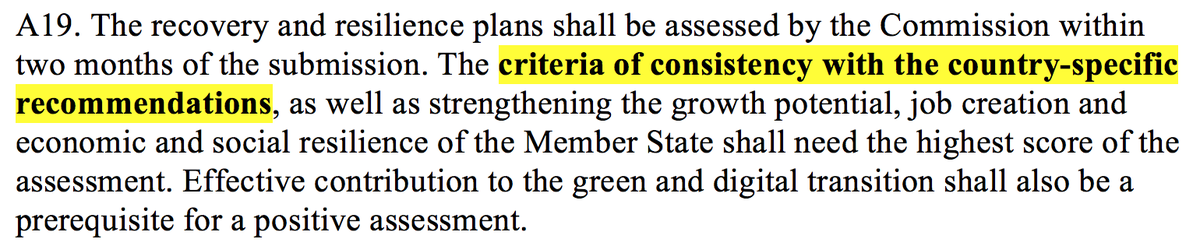 8/ As noted by  @JMorijn, another *potentially* positive aspect is para A19 which offers Commission a route to protect rule of law via country-specific recommendations when assessing say, Orban’s recovery and resilience plans:  https://ec.europa.eu/info/publications/2020-european-semester-country-specific-recommendations-commission-recommendations_en