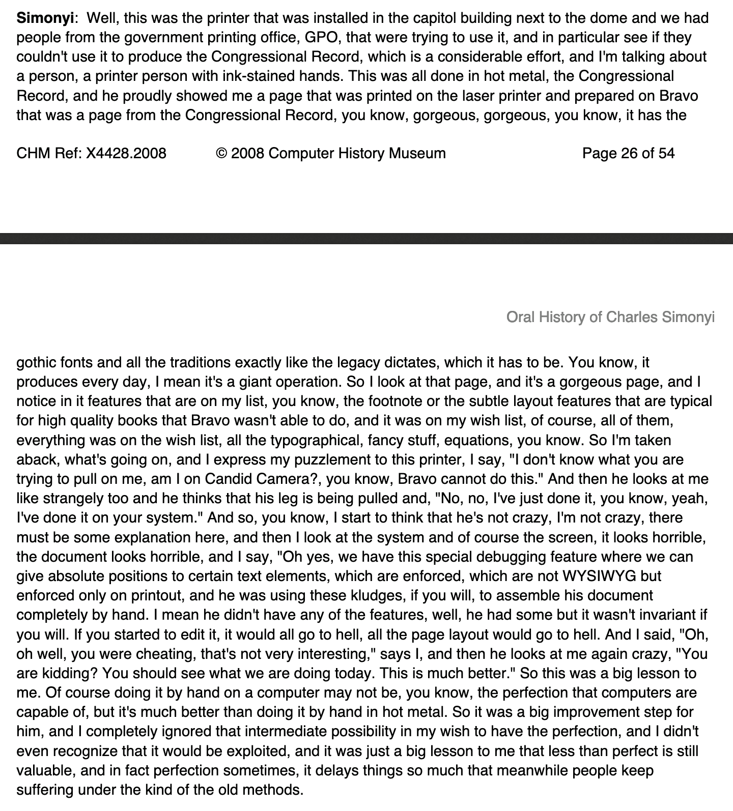 screenshot of text from Simonyi on printers