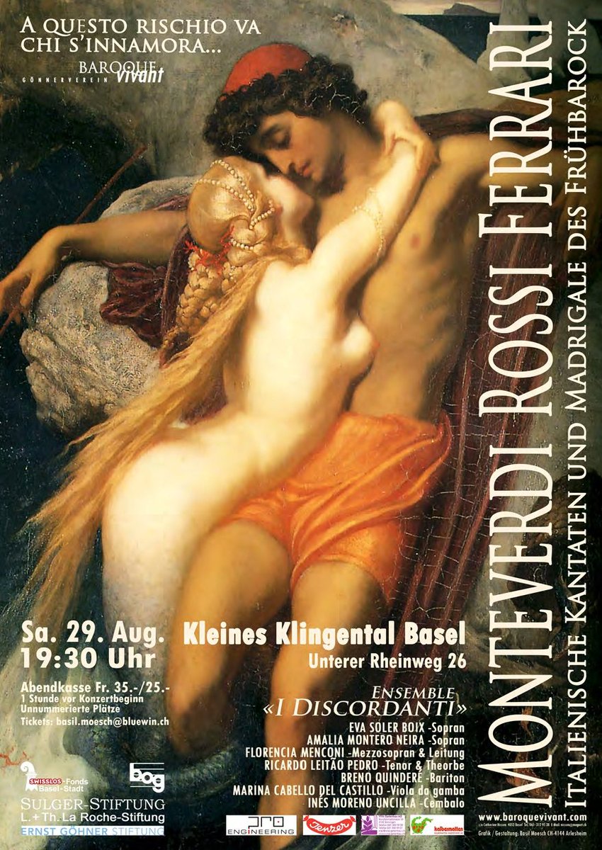 EvaSolersoprano's tweet photo. August brings music back to me. On the 29th a concert with #IDiscordanti is taking place at Kleines Klingental Museum in Basel. Check our flyer 😉 https://t.co/lFKW1zjRV1