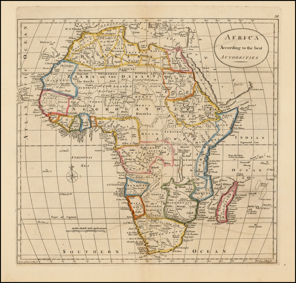 15. "Africa According to the best Authorities" by Mathew Carey (1814).The map is divided by kingdoms and colonies, many of which are fictional.