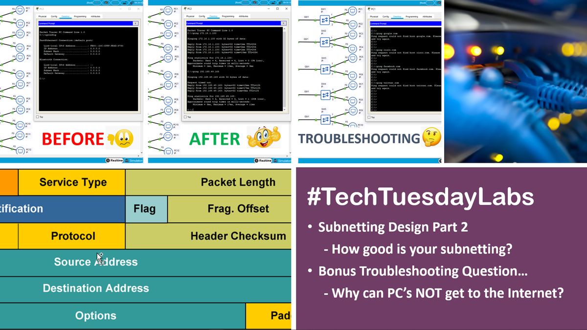 65Briangallagh's tweet photo. #TechTuesdayLabs is back again - and a bigger Subnetting test! Configure a VLSM design #Routing and #Switching setup as well? Huge points in this FREE lab and a BONUS TShoot question in the download too https://t.co/2fYBa6UqXw #CiscoCert #Cisco #networking #NetworkEngineer #tech https://t.co/gsxO51JL4i