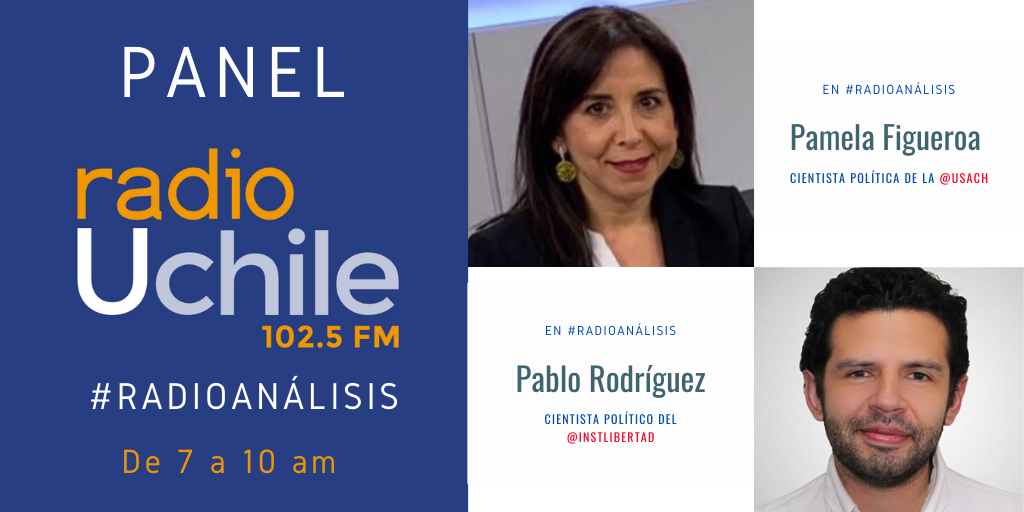 AHORA en el panel de #Radioanálisis conversamos con la cientista política de la <a href="/usach/">Universidad de Santiago de Chile</a>, Pamela Figueroa (<a href="/pfigueroarubio/">Pamela Figueroa 🌱</a>) y el cientista político del <a href="/InstLibertad/">Instituto Libertad</a>, Pablo Rodríguez (<a href="/mpablor/">Pablo Rodríguez N.</a>). 

¿Dónde?

📻 102.5FM
💻 radio.uchile.cl
