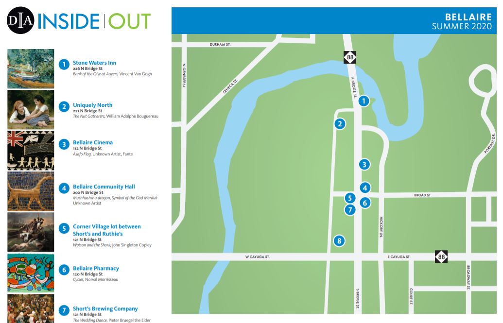 TraverseCity's tweet photo. Small town scene, big city art! Bellaire is one of five locations in Northern Michigan hosting a walkable outdoor art exhibit in partnership with the Detroit Institue of Arts. ๐จ #DIAInsideOut https://t.co/ECX4B3Bb11