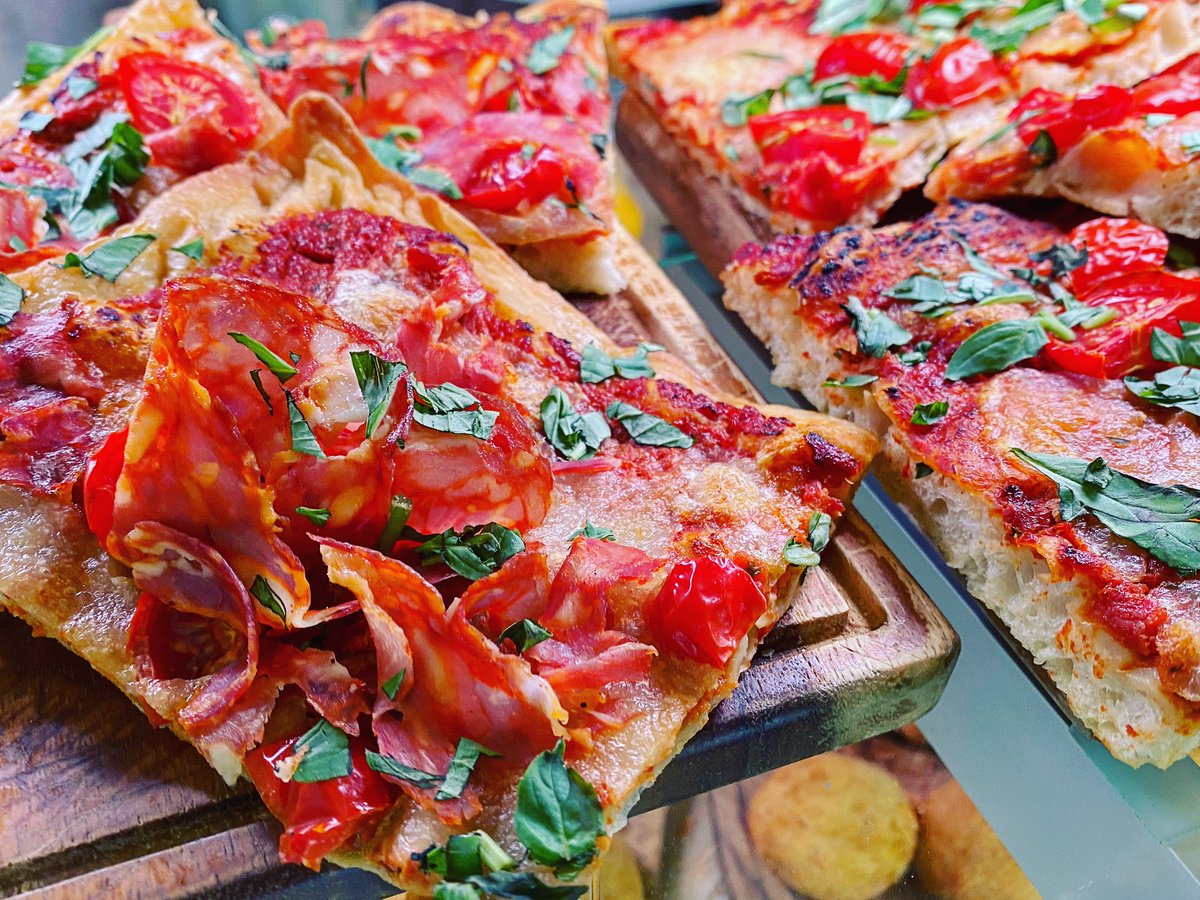 PloughWayDeli's tweet photo. Pizza slices on homemade sour dough (21/07/2020) https://t.co/W4TXnTshHe