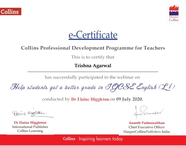 Trishna14926885's tweet photo. Glad to receive the certificate from Collins Professional Development Programme for Teachers
#ThanksCollins #LearningNeverStops
@RitaSingh0210 @sonal_rwt @akmittals @Shalini040876 @Anupam_Sharmaa @Harshita_IPS @sakshi43969207 https://t.co/3JYrwrQhH2