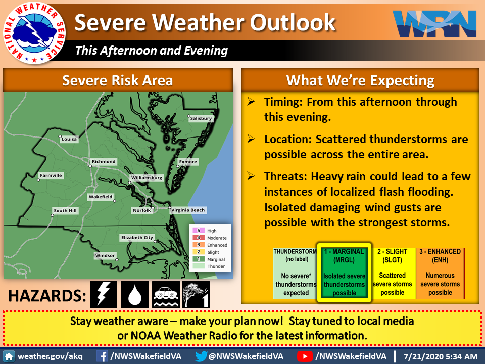 MDMEMA's tweet photo. Yesterday's heat &amp; humidity is expected to return today, and a heat advisory has been issued from noon - 8 p.m.

There is also a marginal risk of severe thunderstorms across much of Maryland, w/ damaging winds &amp; isolated instances of flooding possible. #MdWx https://t.co/QOYz9BTLyw