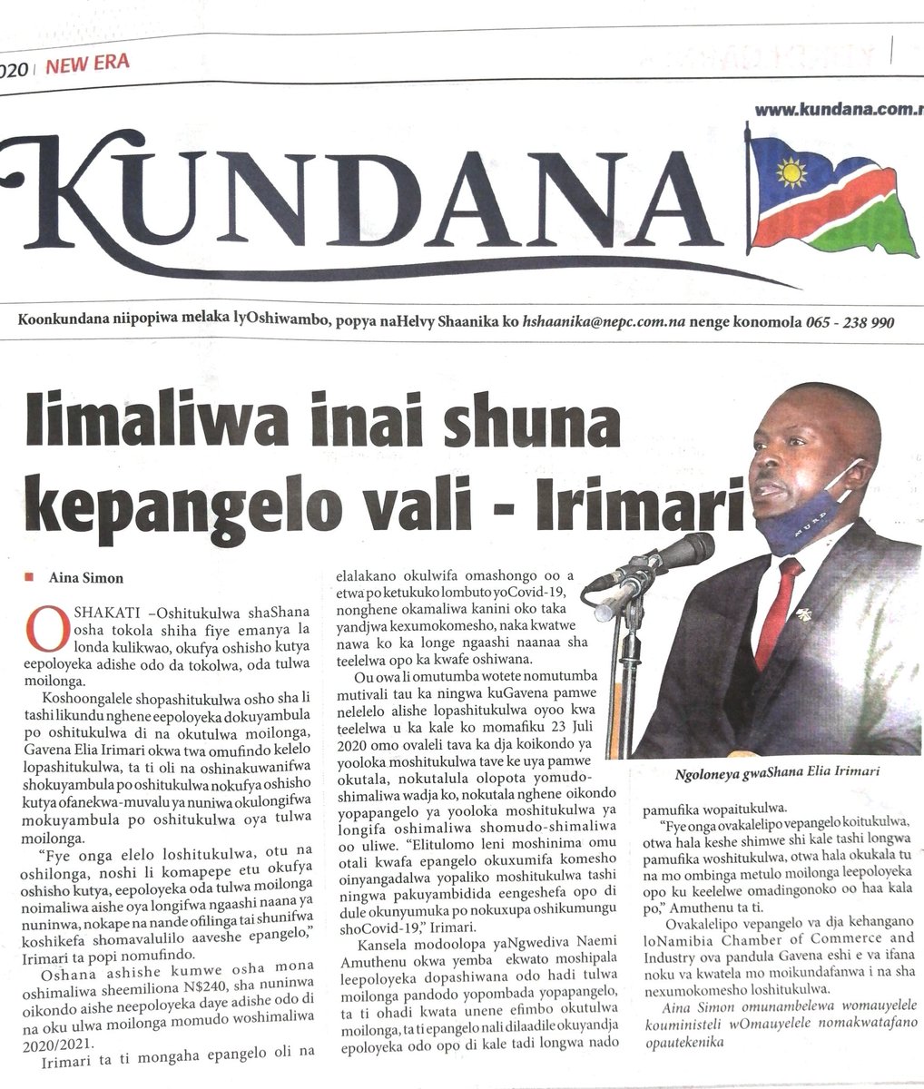 Apewaaina's tweet photo. News in Oshiwambo from Oshana. @EliaIlimari, @NewEraNewspaper https://t.co/U4VDlKlCX7