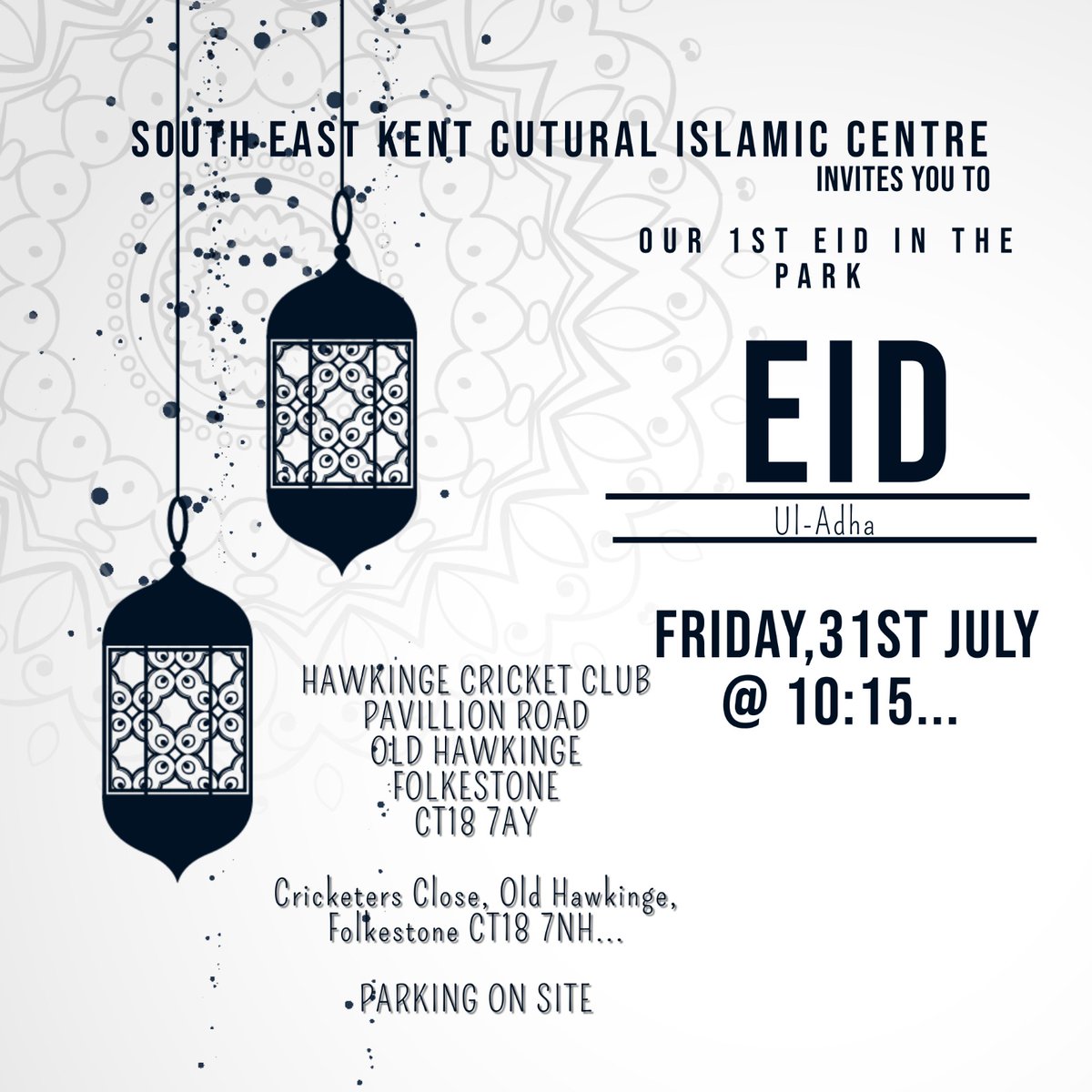 MosqueKent's tweet photo. To help keep the community as safe as possible, this year Eid-ul-Adha prayers will be performed outside. Thank you @Hawkingecricket for accommodating us.
#EidulAdha https://t.co/Bz2zrjGeJX