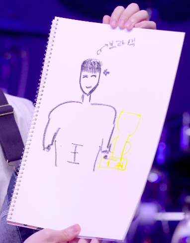 AAAAAA SEUNGSIK FREAKING DREW SEUNGWOO WITH A TROPHY BYEEEE IM CYINR IM SOBBGNNGDGss: *shows drawing*sw: wait what's that?ss: 1st place (trophy)!sw: ah,, thank you ss: in hopes that good things will happen~