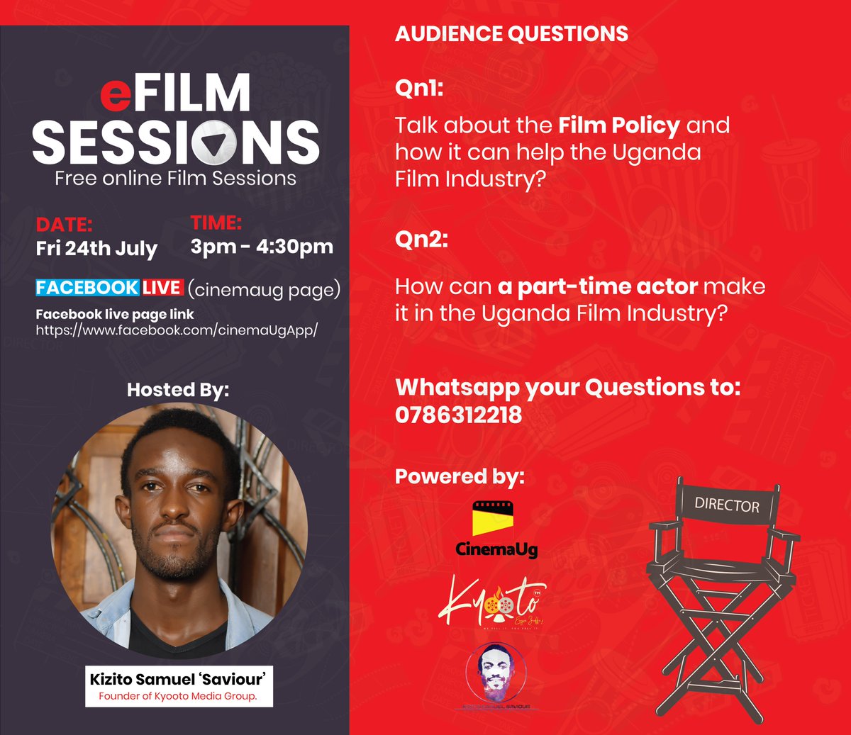 cinemaUGApp's tweet photo. This Friday, we are back again talking about film policies in Uganda Film Industry. Join us at 3pm live on our Facebook Page
#livefilmtalk #MakingUgFilmsFamous #cinemaug https://t.co/Wv0BxvCZcF