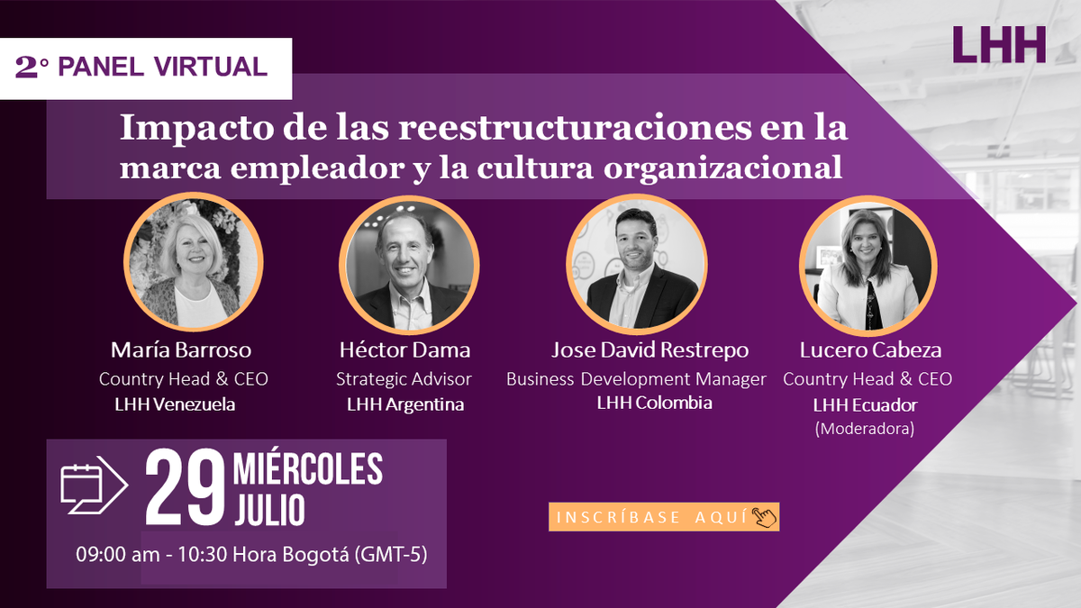 LHHCHILE's tweet photo. Te invitamos a participar en el segundo panel en el que expertos de Latinoamérica compartirán los factores clave para manejar cambios y reestructuraciones cuidando a las personas

Regístrate aquí: https://t.co/vNZ2SJgVib https://t.co/mU3ka3OJTq