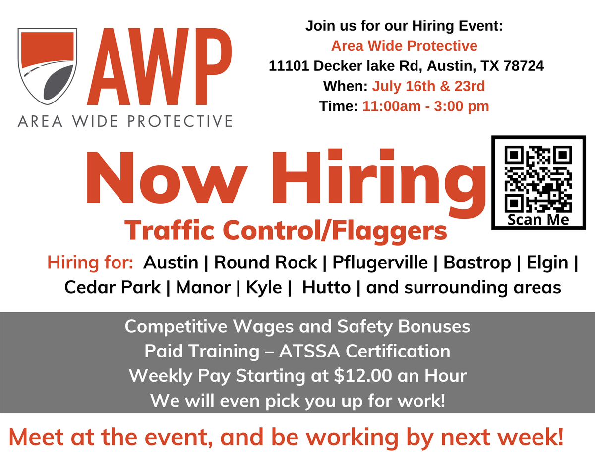 wfscapitalarea's tweet photo. Help keep Austin's roads safe! Area Wide Protective is hosting a hiring event on Thursday from 11 am to 3 pm. π·ββοΈπ·ββοΈπ§πππ
Register to attend: https://t.co/dOC0J7ohhG
#workinginaustin #texasjobs #workintexas #jobsearch #newjob2020 https://t.co/rS3eGdA24A