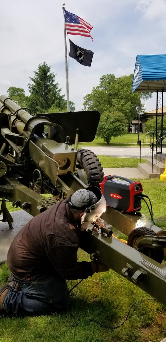 froniuswelding's tweet photo. Our good friend Ryan repairing the old cannon at the American Legion - Local 180 in NW Indiana with the battery-powered Fronius #AccuPocket 150 👨🏭
.
.
.
.
#Fronius
#perfectwelding
#whatsyourweldingchallenge
#letsgetconnected
#ilovewelding
#Welding
#weldlife
#FroniusUSA https://t.co/tswzy61AuY