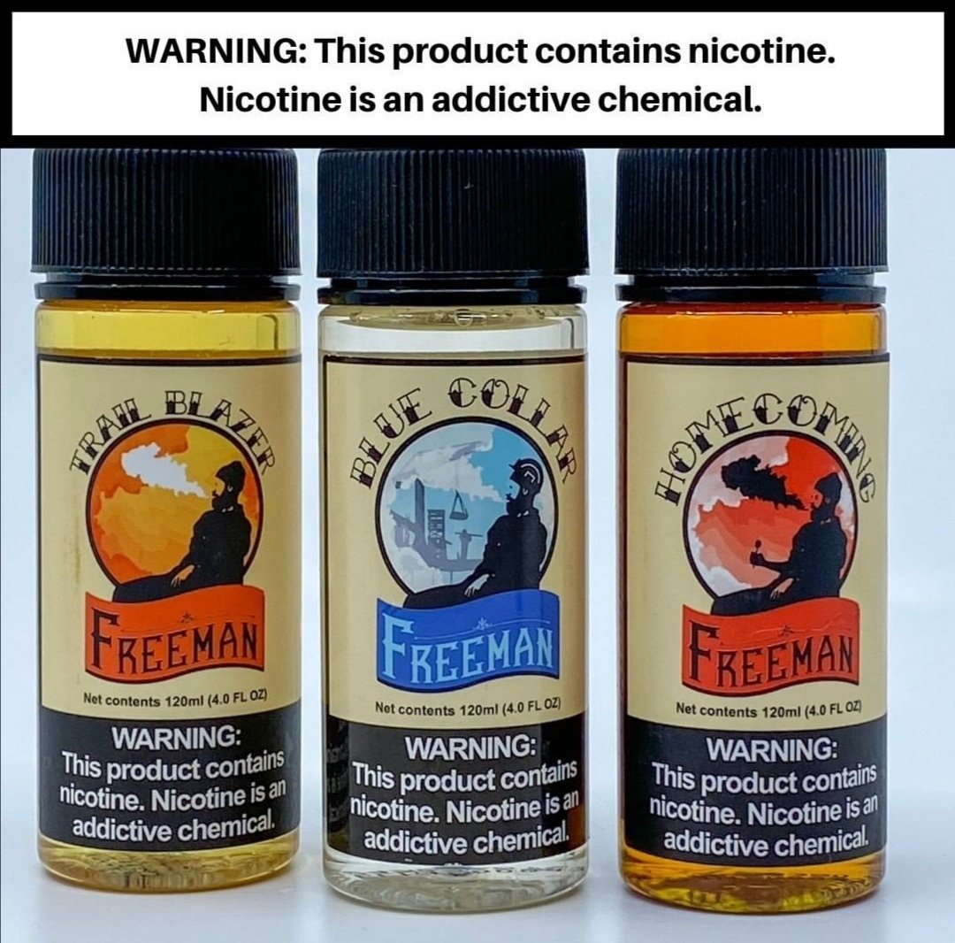 ✔️ Trailblazer ✔️ Blue Collar ✔️Homecoming, perfect trio to learn more about our flavor pallet. These 3 will introduce you to the unique tastes of Freeman Vape Juice. Get them at freemanvapejuice.com!