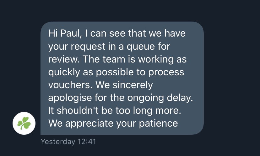 pauldoyle85's tweet photo. @KMac112 @AerLingus Unfortunately not satisfactory. BA is owned by the same company and responded with a voucher code in 5 days. I’m not even asking for a cash refund which I was entitled to. https://t.co/zmPYPsYLp6