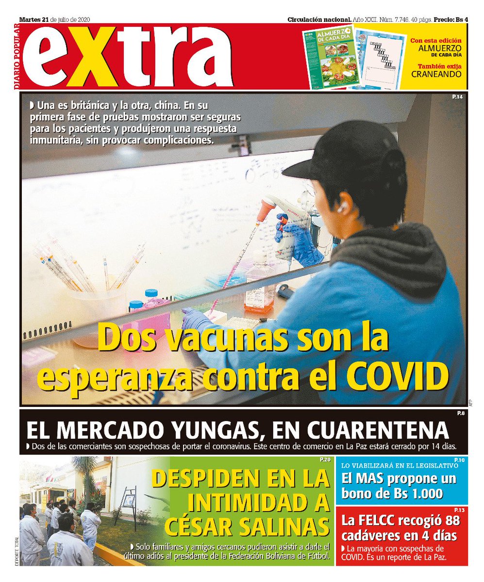 ExtraDigital1's tweet photo. ¡Buenos días tuiteros y tuiteras!
Te presentamos nuestra portada de la edición digital de @ExtraDigital1 de hoy, 21 de julio, y te invitamos a compartirla.
#ExtraTeInforma
#QuedateEnCasa https://t.co/2Iw8R9ZpI9