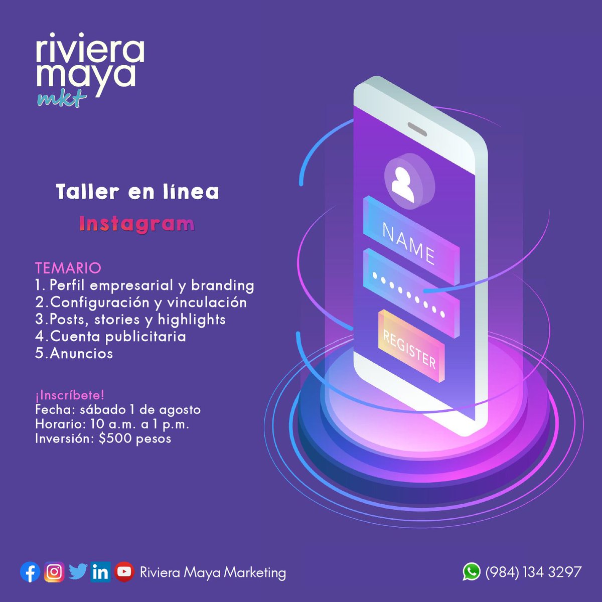 rivieramayamkt's tweet photo. Te invitamos al #taller en línea #Instagram 📲💟🎯

📅 sábado 1° de agosto
⏰ 10 AM a 1 PM
♥️ Inversión: $500 pesos
💻 Modalidad: #enlínea 
⚠️ Cupo limitado 

✅ WhatsApp https://t.co/NAeZ3lJdZo
💬 Messenger https://t.co/QtmReShzSN
👉 https://t.co/IDigfTtSrX
#RivieraMayaMkt https://t.co/tlrYVIXKp4