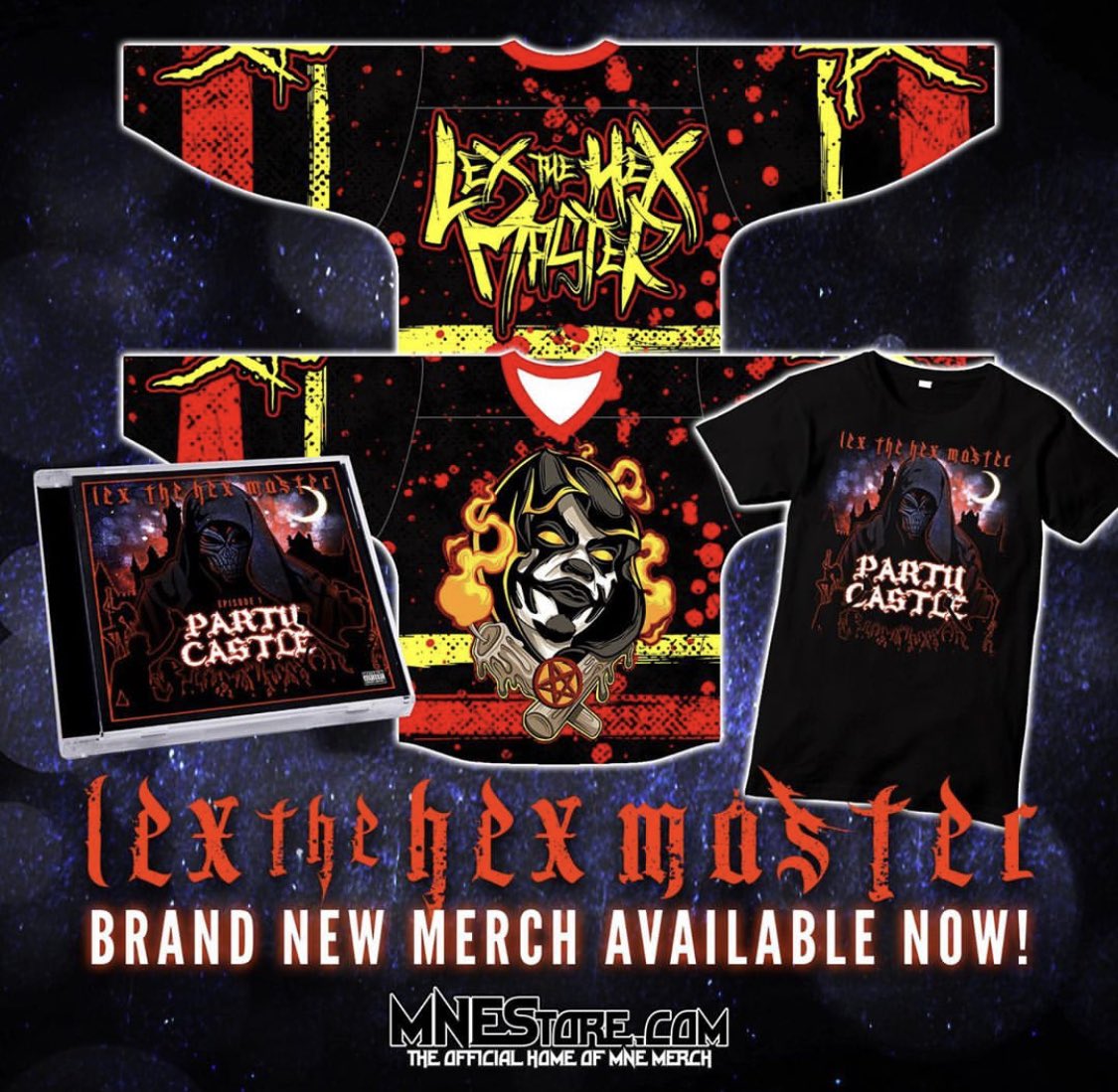 majikninjaent's tweet photo. Grab your @lexthehexmaster merch and his latest #EP #PartyCastle @twiztidshop (https://t.co/WeqdfBKfMM) 💀
#majikninjaentertainment #lexthehexmaster #shadowking #shadowarmy #underground #mne2020 https://t.co/oi7I9vRubg